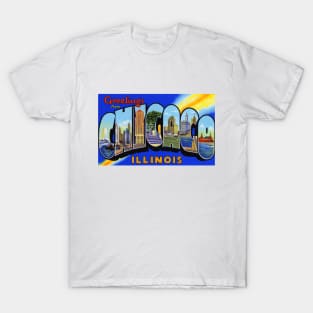 Greetings from Chicago Illinois, Vintage Large Letter Postcard T-Shirt